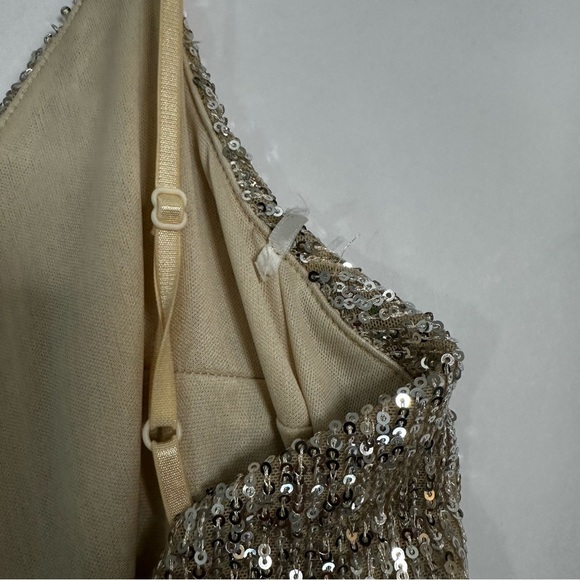 Lulus XS Gold Sequin Fit & Flare Mini Dress Sparkly Party Cocktail - Picture 10 of 16